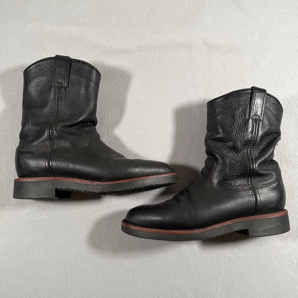 Vintage Chippewa Motorcycle Boots Black Leather Vibram Sole Slip On Size 9 D